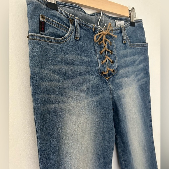 Mudd vintage Y2K Lace up low rise flare jeans size 7 juniors or waist 29 - Picture 3 of 12
